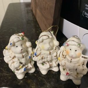 Vintage Lefton Christmas bear ornaments